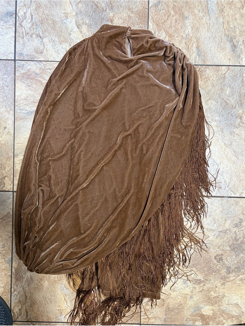 PrettyLittleThing Brown Velvet Fringe Mini Dress - Picture 4 of 6
